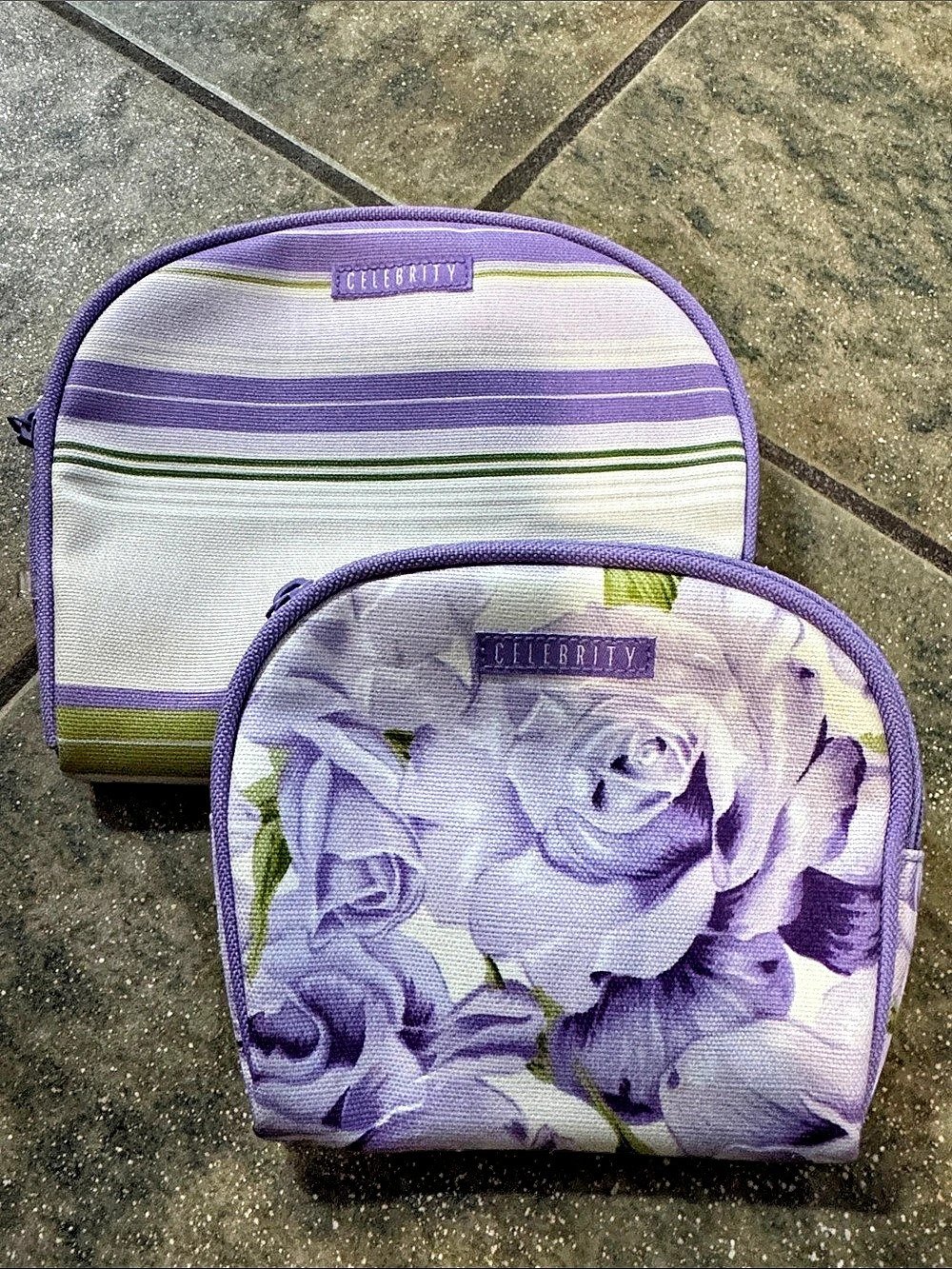 Celebrity Cosmetic Pouch Set in Purple & White Like New